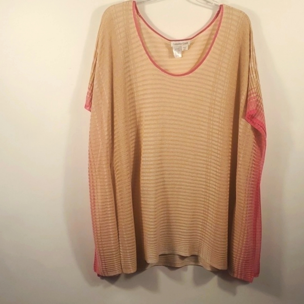 Coldwater Creek Tan Poncho Sweater With Sleeves M/L Drape